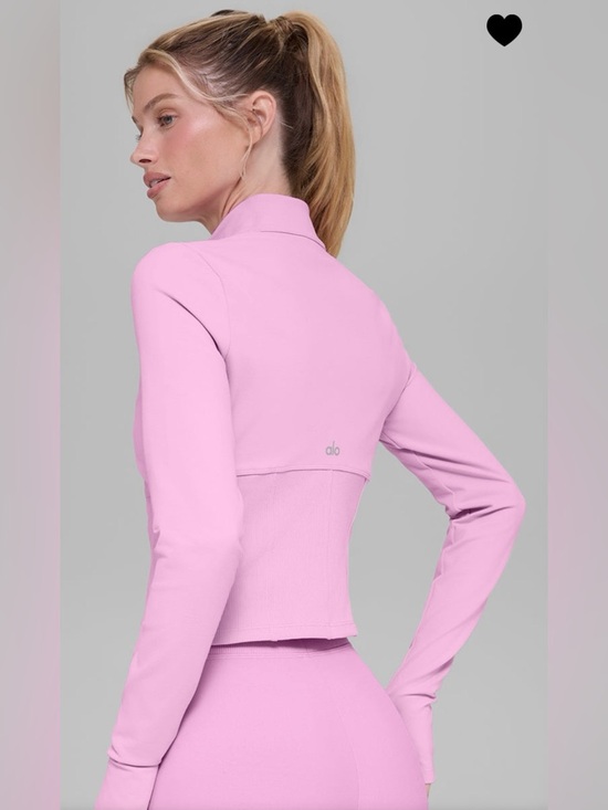 Alo Yoga NWT Airbrush Corset Full Zip Jacket Candy Heart Pink Size XS - Picture 2 of 11